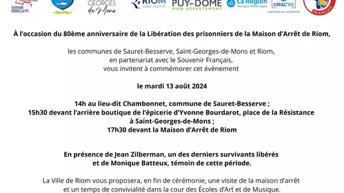 80ème anniversaire de la Libération des prisonniers de Riom