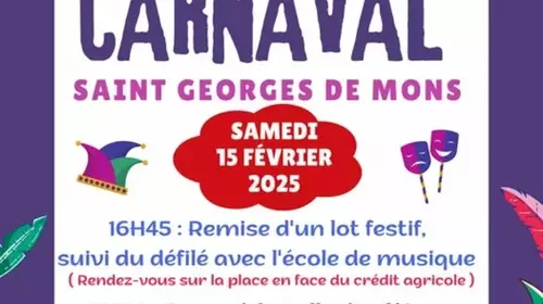 Samedi 15 Février : Carnaval organisé par l’Association Les enfants de Saint Georges _ APE 